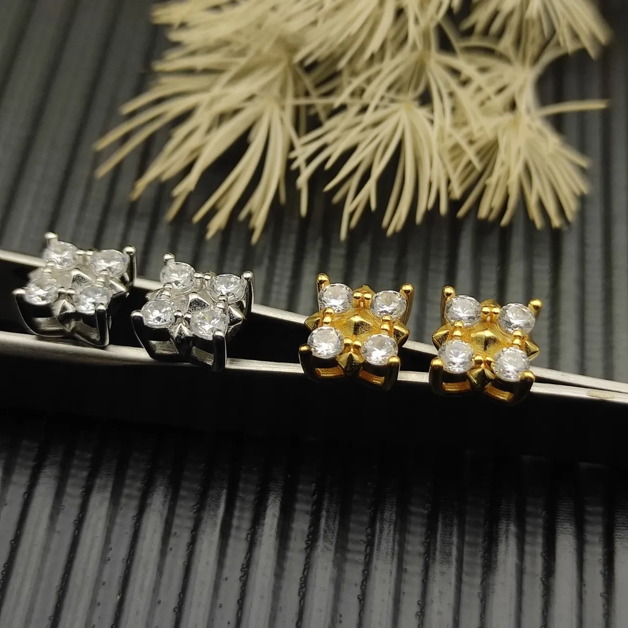 Gold-Tone Square Geometric Stud Earrings 3