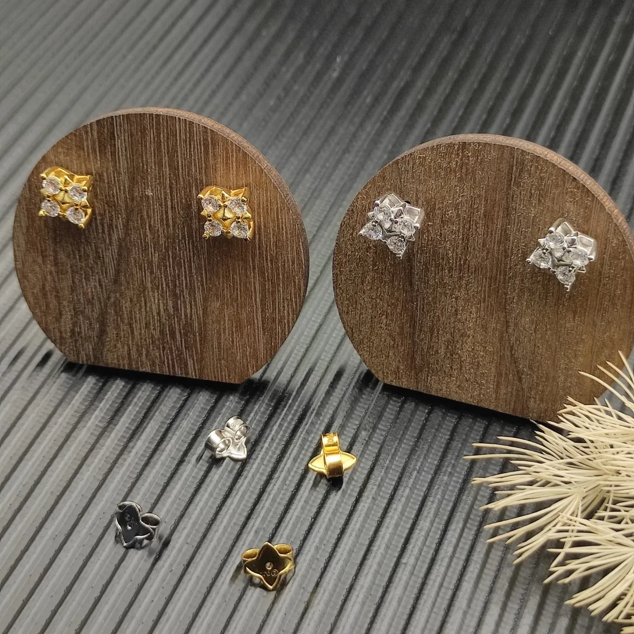 Gold-Tone Square Geometric Stud Earrings 6