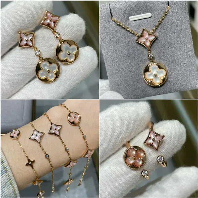 Gold-Tone White Floral Quatrefoil Drop Earrings 2