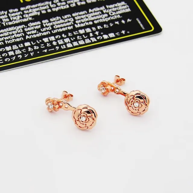 Boucles d'oreilles dorées transparentes motif floral à double niveau 6