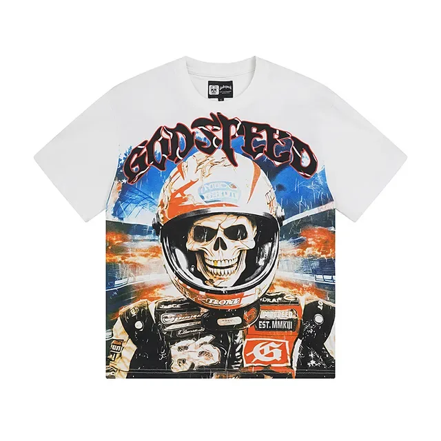 T-shirt racer oversize imprimé graphique tête de mort 2