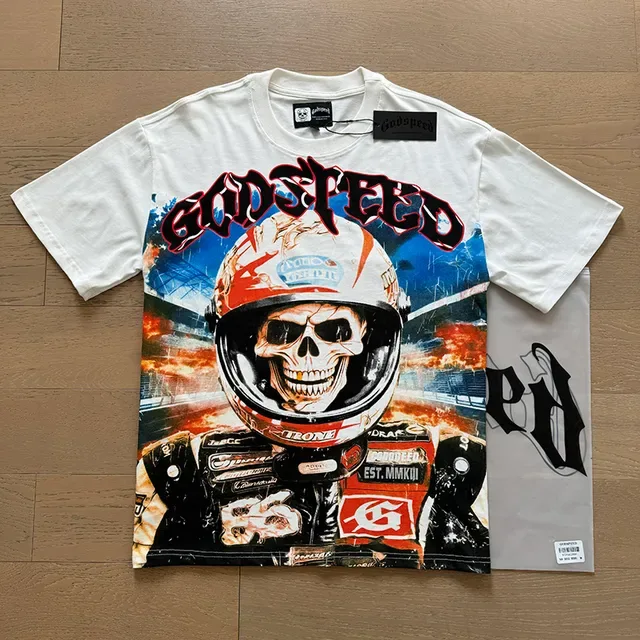 T-shirt racer oversize imprimé graphique tête de mort 5