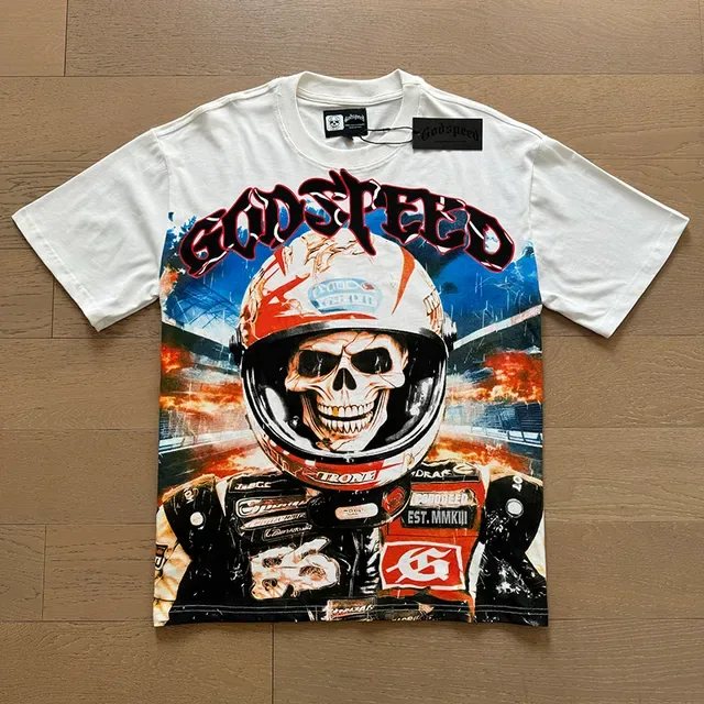 T-shirt racer oversize imprimé graphique tête de mort 6