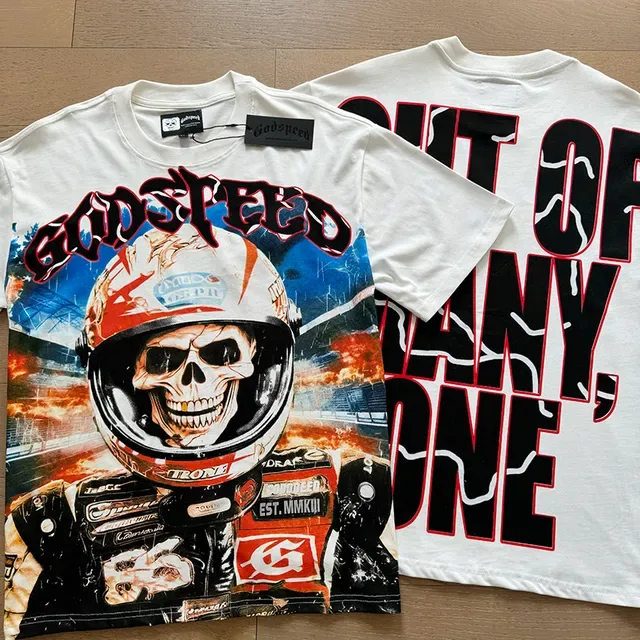 T-shirt racer oversize imprimé graphique tête de mort 7