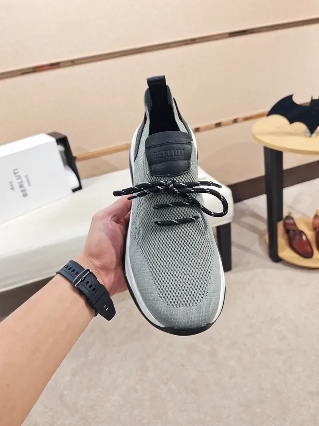 Gray Black Knit Mesh Upper Sculpted White Midsole Sneakers 5