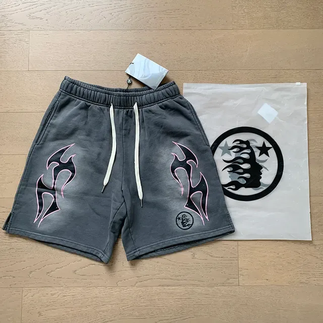 Shorts de cintura elástica con estampado gráfico de llama gris 7