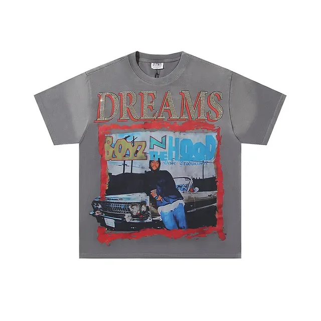 Gray Graphic-Print Oversized T-Shirt 2