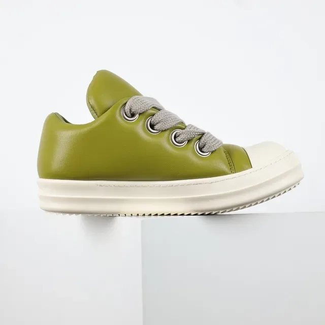 Green Beige Olive Leather Upper Off-White Cupsole Sneakers 7