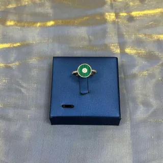 خاتم إنامل أخضر و Pavé ماسات