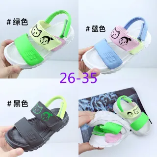 绿色粉色双带魔术贴闭合休闲凉鞋