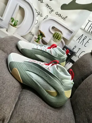 Green Red Geometric Line-Pattern Overlays Sock-Fit Collar Sneakers 7