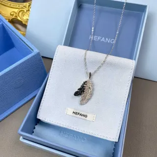 HEFANG রুপা কালো পাখনা মোটিফ পাভে সেট পাথর নেকলেস
