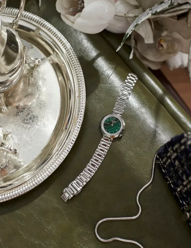 लोला रोज़ हरा मालाकाइट डायल Silver-Tone Quartz घड़ी 4
