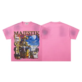MAJESTIK Graphic-Print Oversized Pink T-Shirt