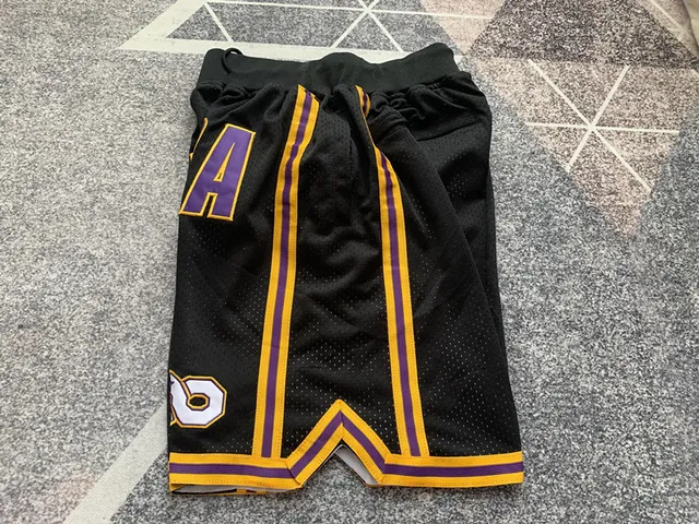 Mamba negro púrpura dorado malla shorts de baloncesto 3