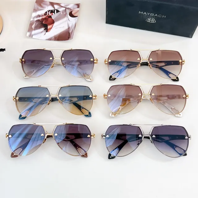 MAYBACH Blue Gold Angular Metal Frame Gradient Lenses Sunglasses 3