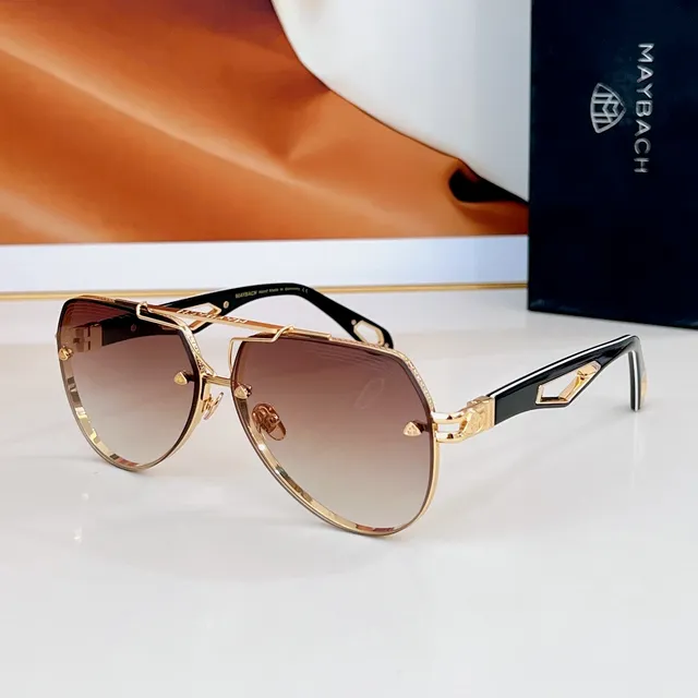 MAYBACH Blue Gold Angular Metal Frame Gradient Lenses Sunglasses 4