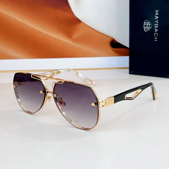 MAYBACH Blue Gold Angular Metal Frame Gradient Lenses Sunglasses 5