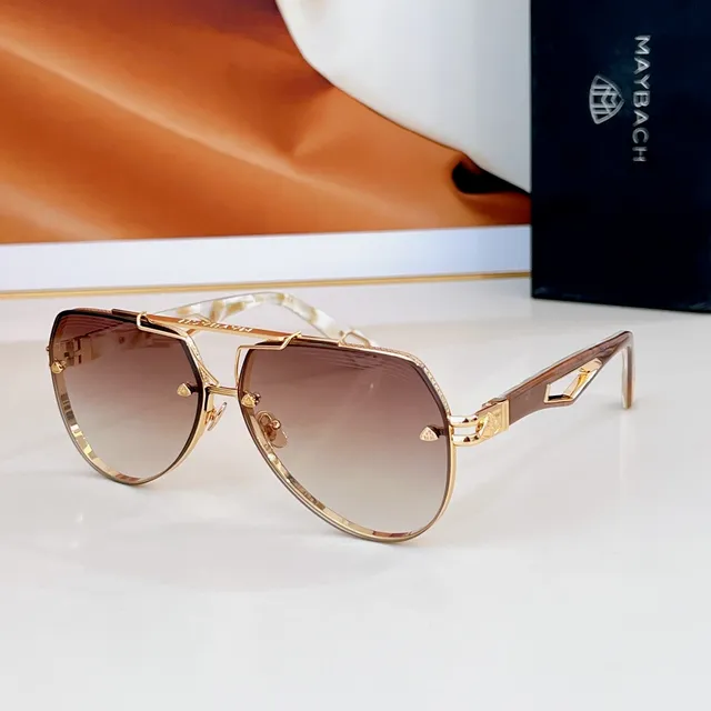 MAYBACH Blue Gold Angular Metal Frame Gradient Lenses Sunglasses 9