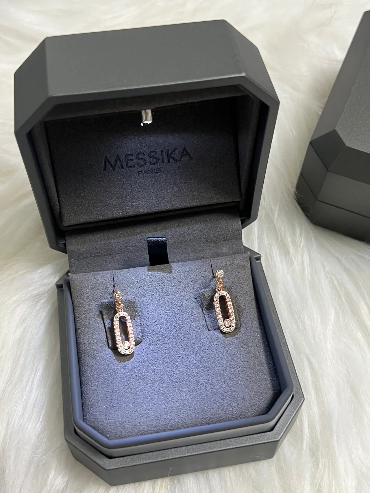 Messika Silver Black Pavé-Set Oval Drop Open-Center Design Earrings 2