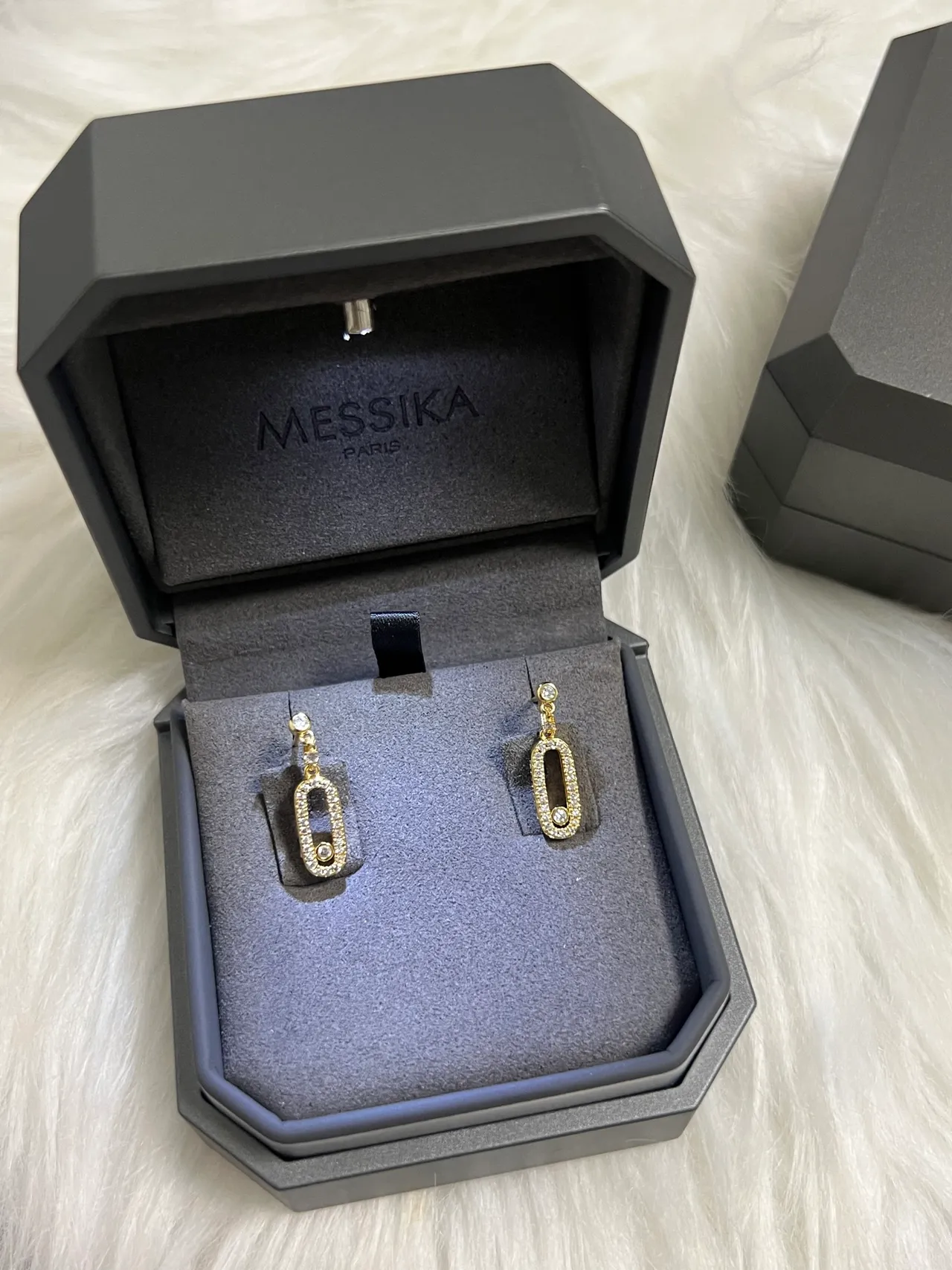 Messika Silver Black Pavé-Set Oval Drop Open-Center Design Earrings 3