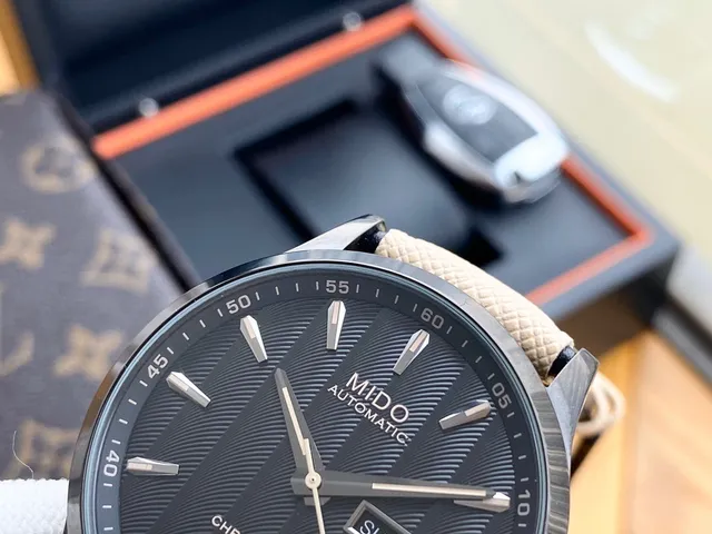 MIDO Multifort Chronometer Automatic Black Dial Beige Strap Mechanical Watch 6