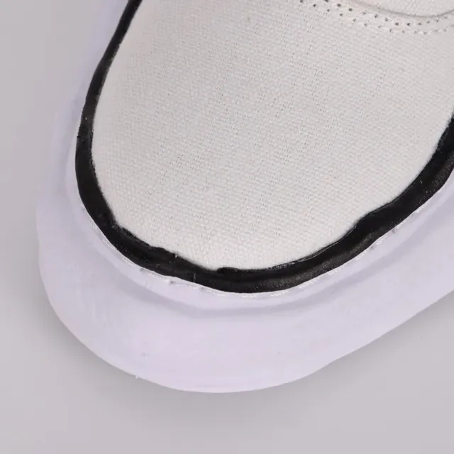 MMY Footwear White Black Canvas Upper Wavy Collar Trim Sneakers 5