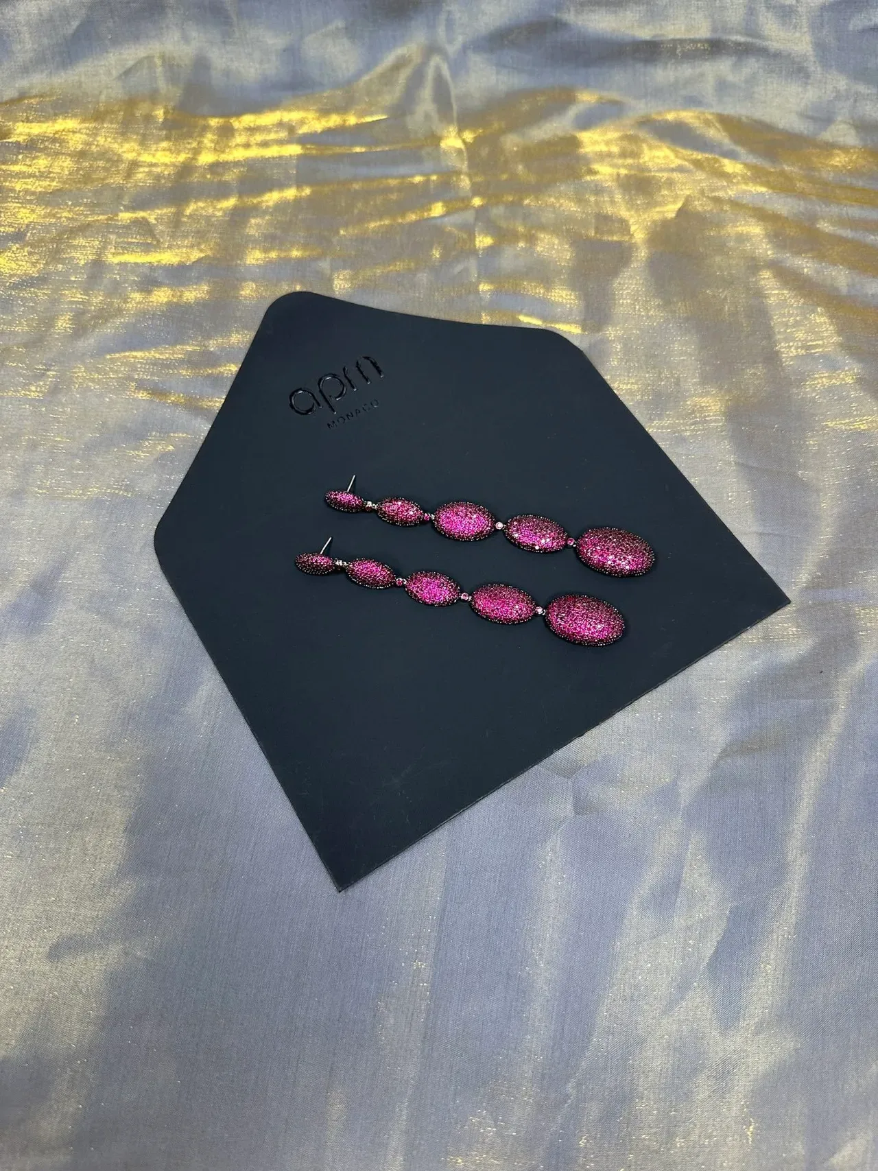 Multi-Tiered Pavé-Set Oval Cluster Dangling Earrings 8