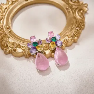 Brincos de gota com cluster floral multicolor