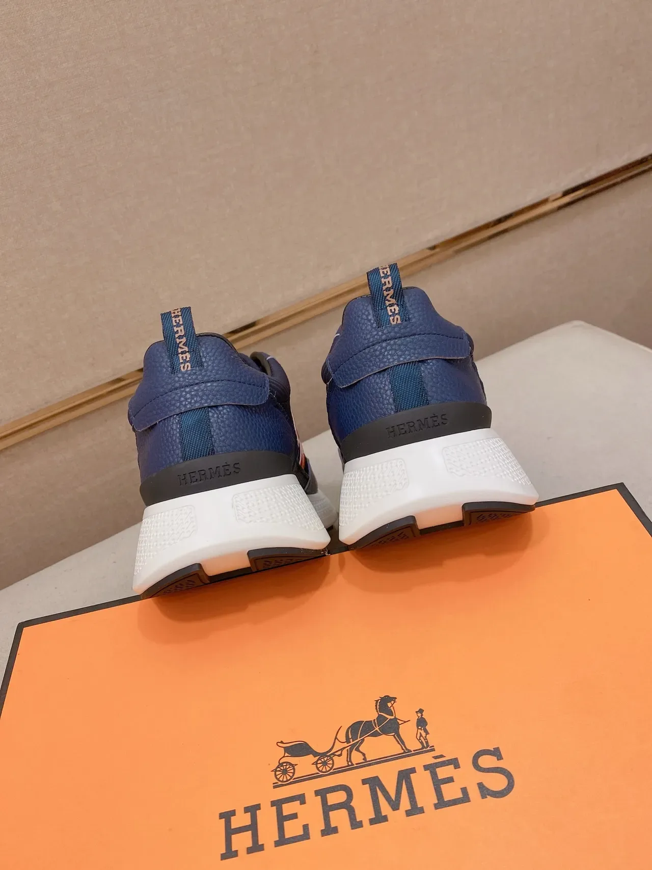 Navy and Orange H-Panel Lifestyle Sneaker 3
