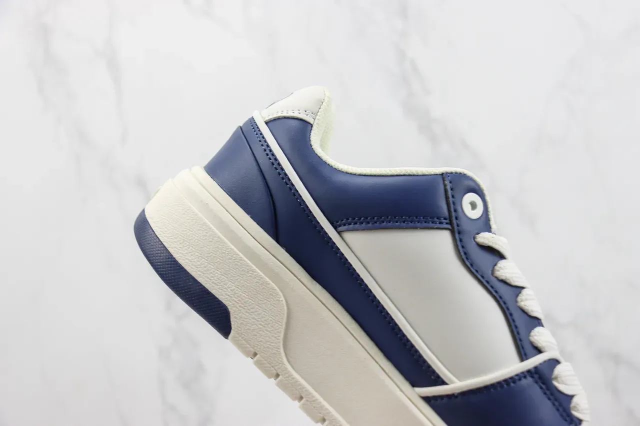 Navy Beige Panelled Leather-Like Upper Thick Platform Sole Sneakers 5