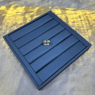 Navy Silver Blue Padded Ridged Slot Design Jewelry