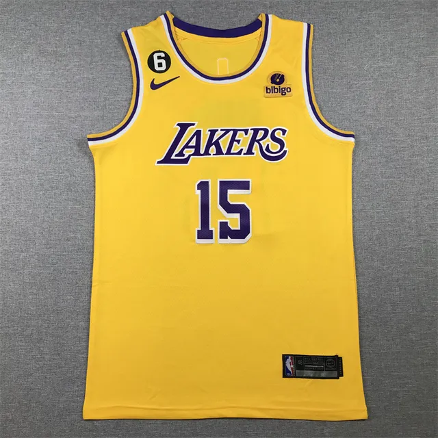 NBA Los Angeles Lakers Reeves #15 रेट्रो पीली जर्सी 3