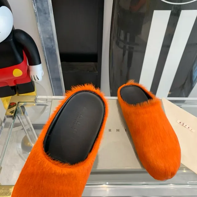 Orange Fuzzy Open-Back Slipper 4
