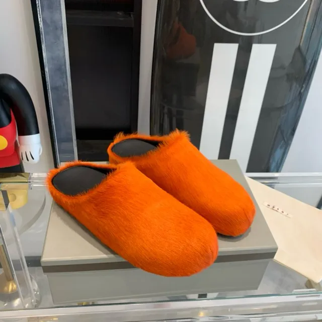 Orange Fuzzy Open-Back Slipper 7