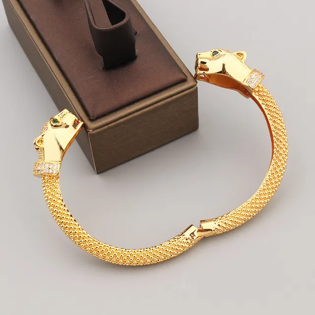 Panther Head Pavé Crystal Rope-Link Open Bangle Bracelets 4