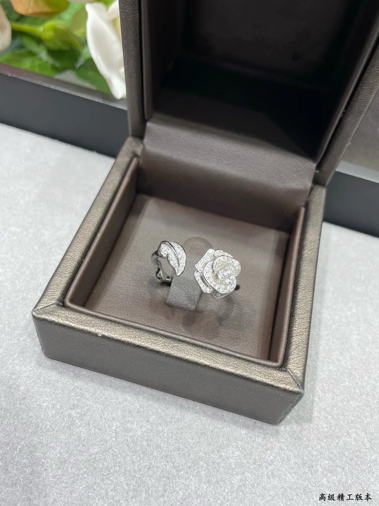 Pavé Rose Motif Open-Back Huggie Hoop Earrings 7