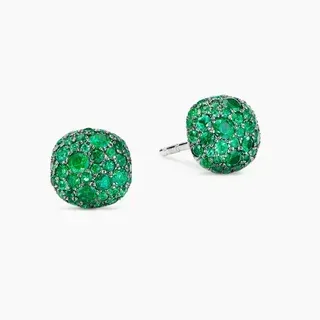 أقراط استد Pavé-Set حجر أخضر شكل قمع