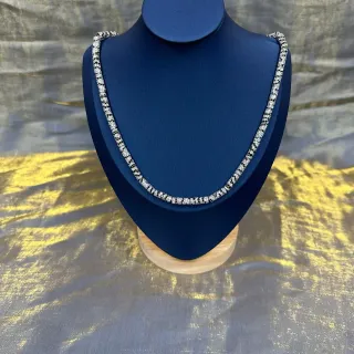 Collier chaîne grasse pavé-set de deux tons