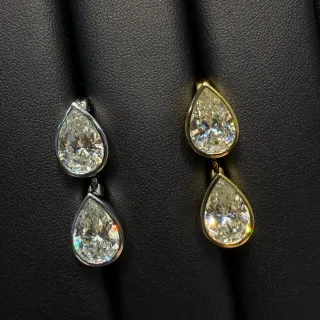 Pear-Cut Double-Drop Two-Tone Metal Earrings