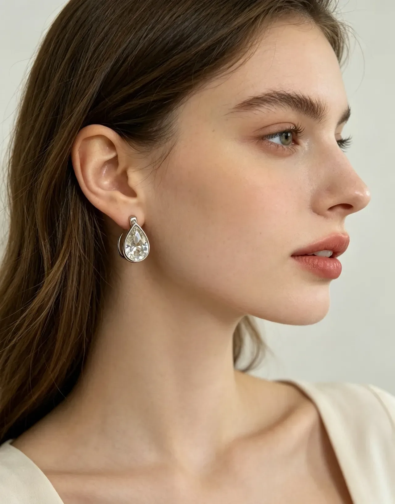 Boucles d'oreilles en métal bicolore double goutte taille poire 2