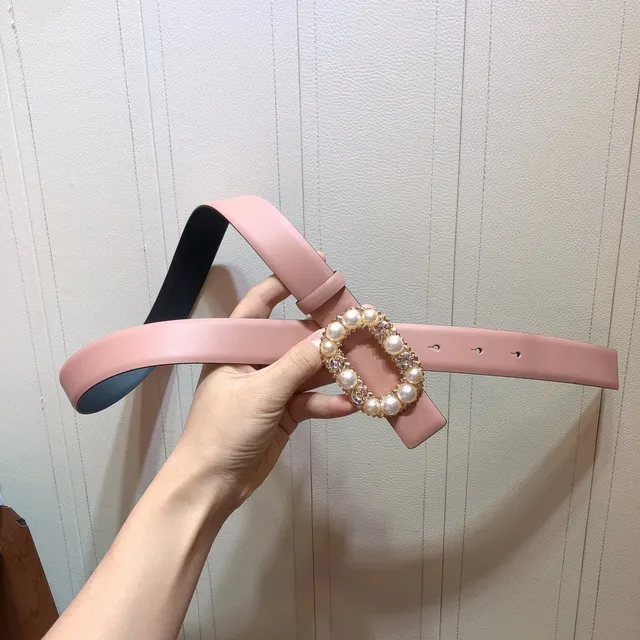 Ceinture de cuir rose ornée de perles et cristaux 3