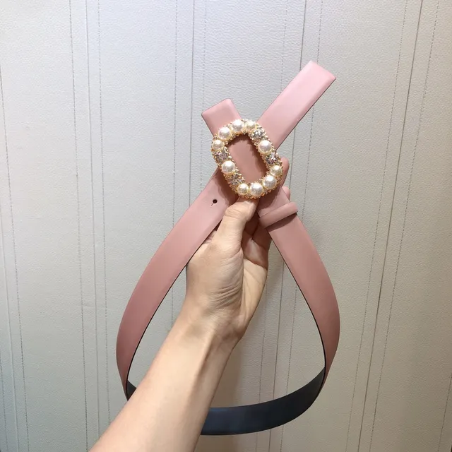 Ceinture de cuir rose ornée de perles et cristaux 4