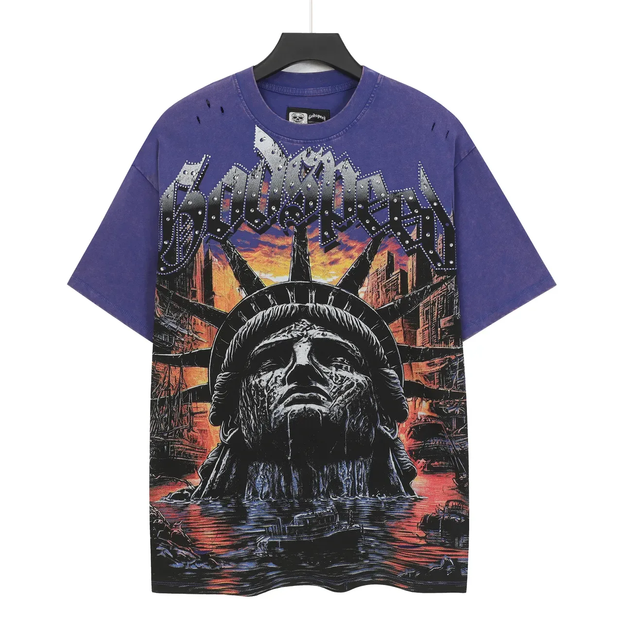 Purple Distressed Oversized Graphic Print T-Shirt 3
