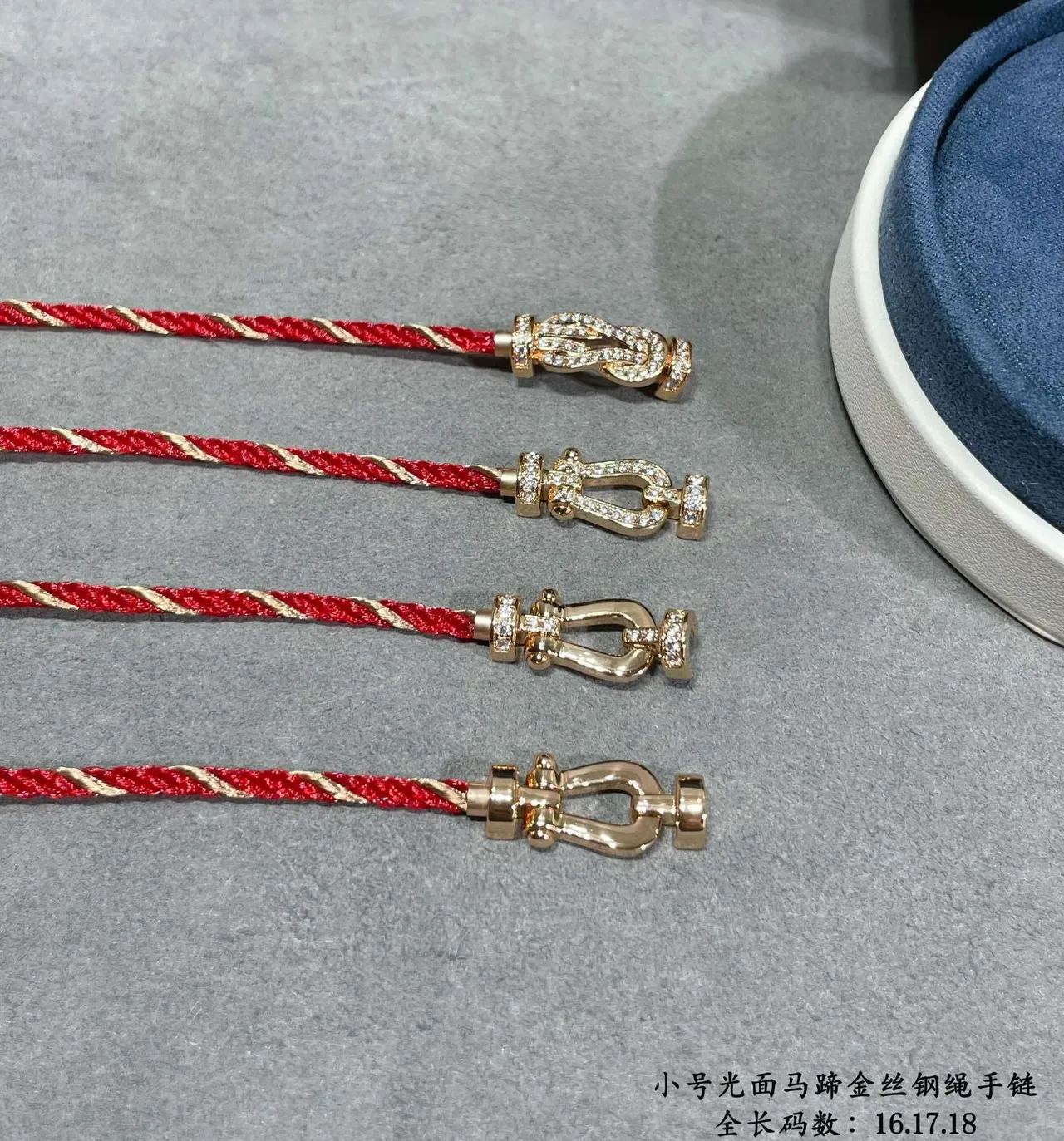 Red Gold Braided Cord Horseshoe Clasp Bracelet 3