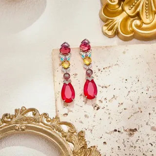 Pingente gota de lágrima multicolor múltiplas gemas vermelho