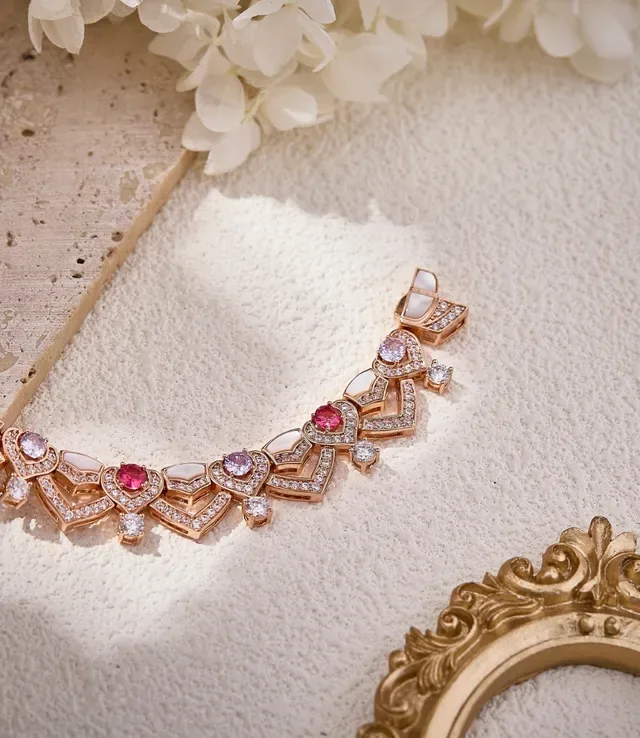 Rose-Gold Heart Motif Crystal Gemstone Bracelet 5