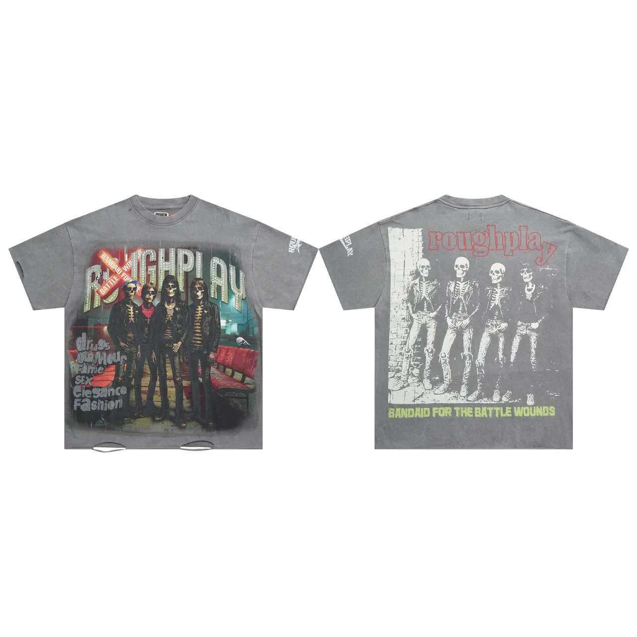 ROUGH Graphic Print Distressed Hem Oversized T-Shirt 2