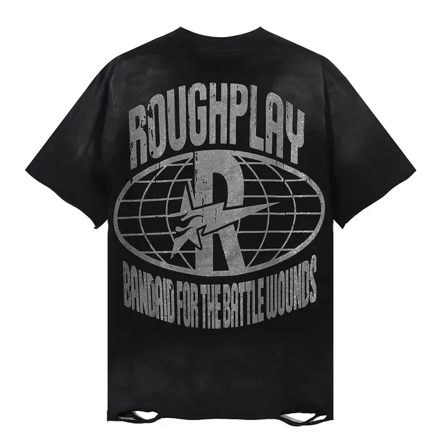 Camiseta oversized Rough Play estampa gráfica desgastada 3