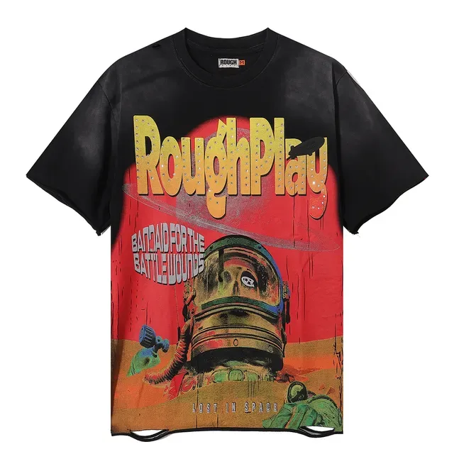 Camiseta oversized Rough Play estampa gráfica desgastada 4